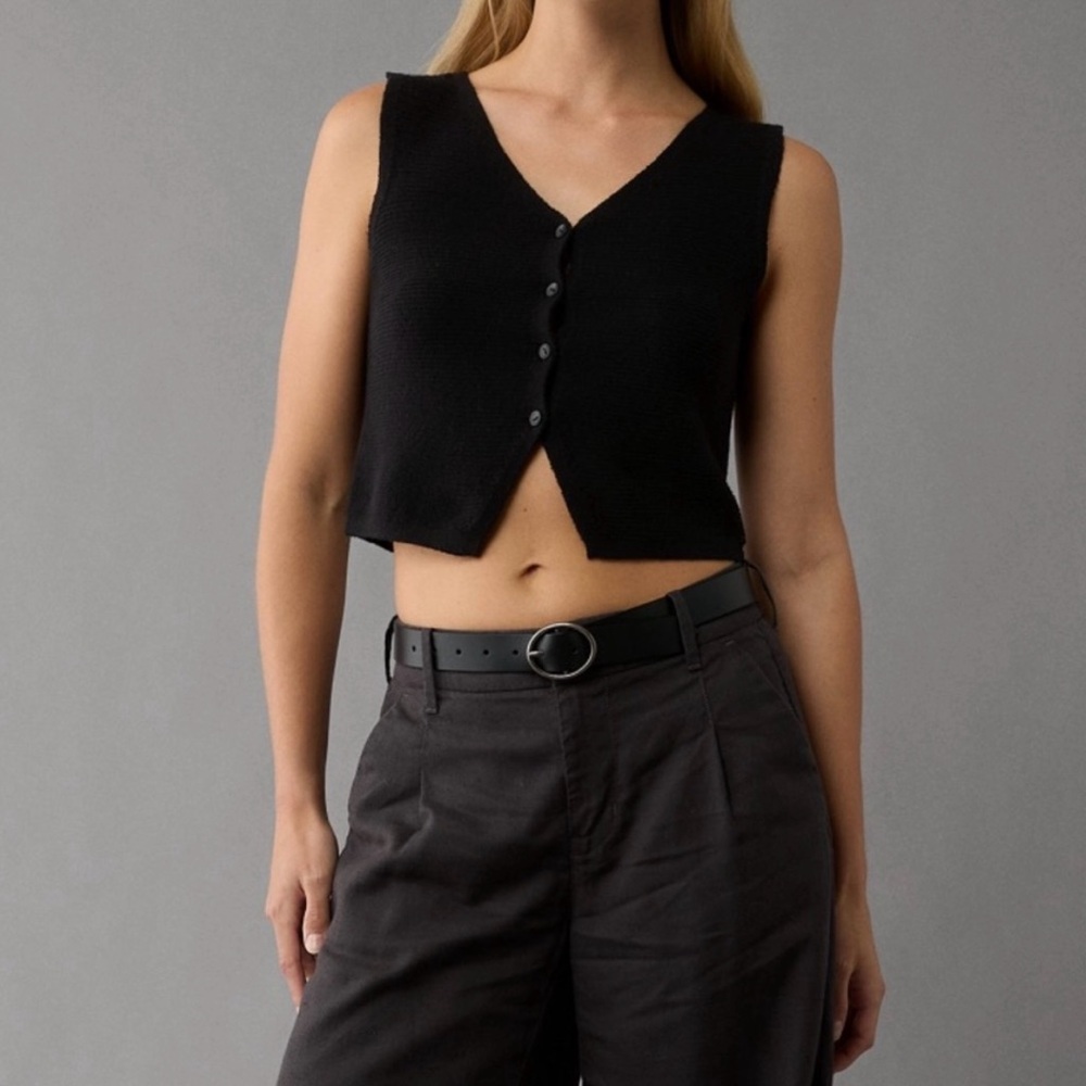 AE Cropped Button-Up Sweater Vest